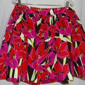 KATE SPADE N.Y. SZ.12, COLORFUL FLORAL PLEATED 18.5" LENGTH SKIRT